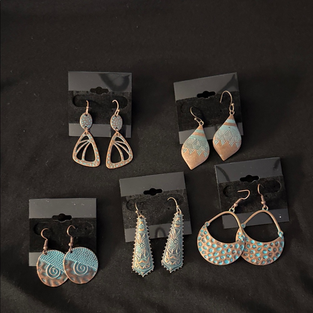 Artisan Copper and Turquoise Earring Collection